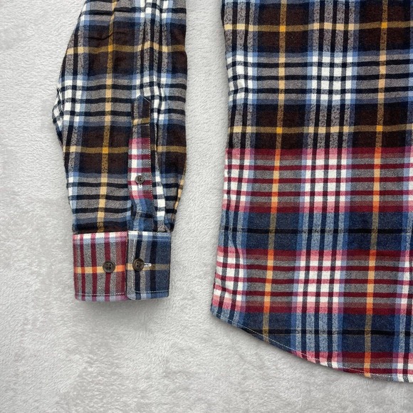 JONNIE-O Hangin Out Shirt Men's Medium Brown Black White Plaid Flannel Button Up - Picture 3 of 9